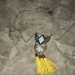 Elegant Gold and Yellow Tassel Necklace